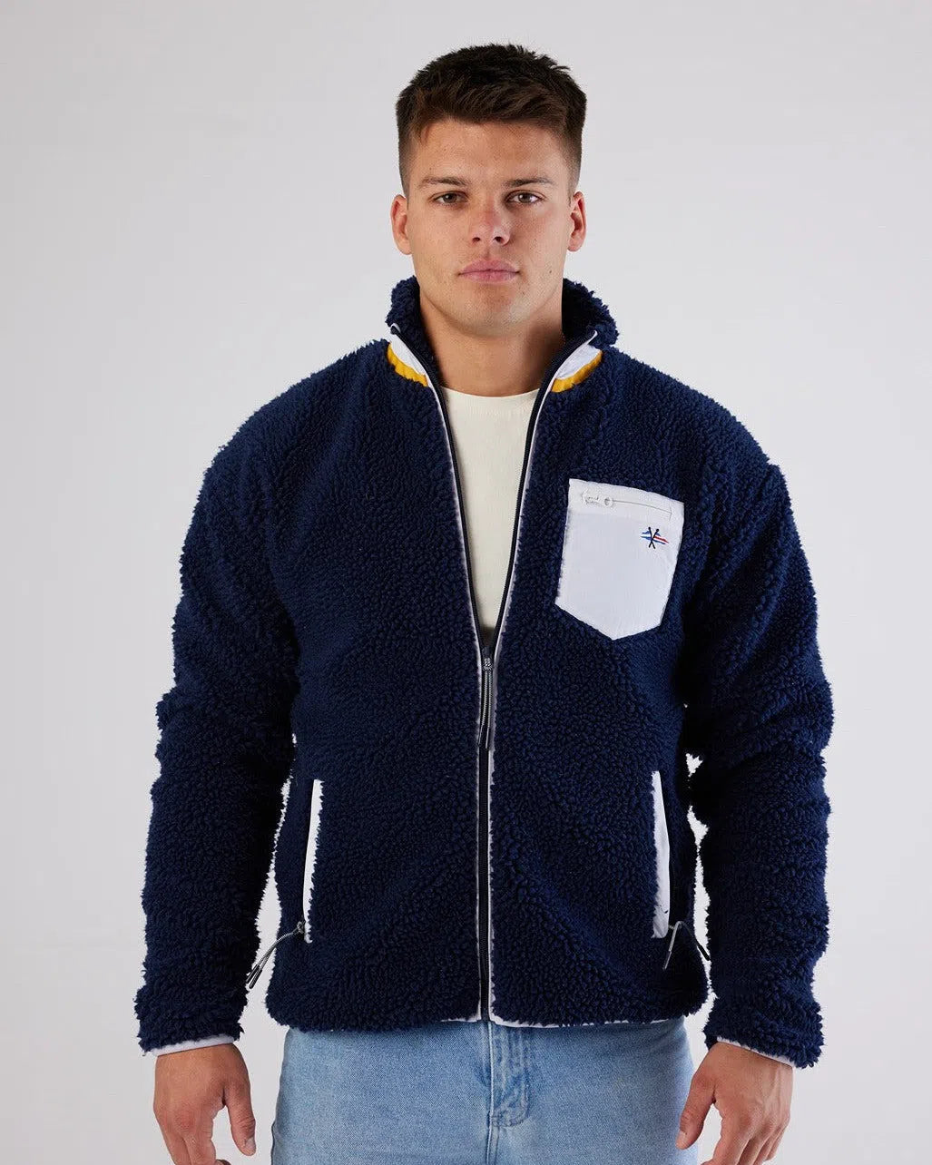 Sherpa Full Zip Fleece Dark Navy Jacket