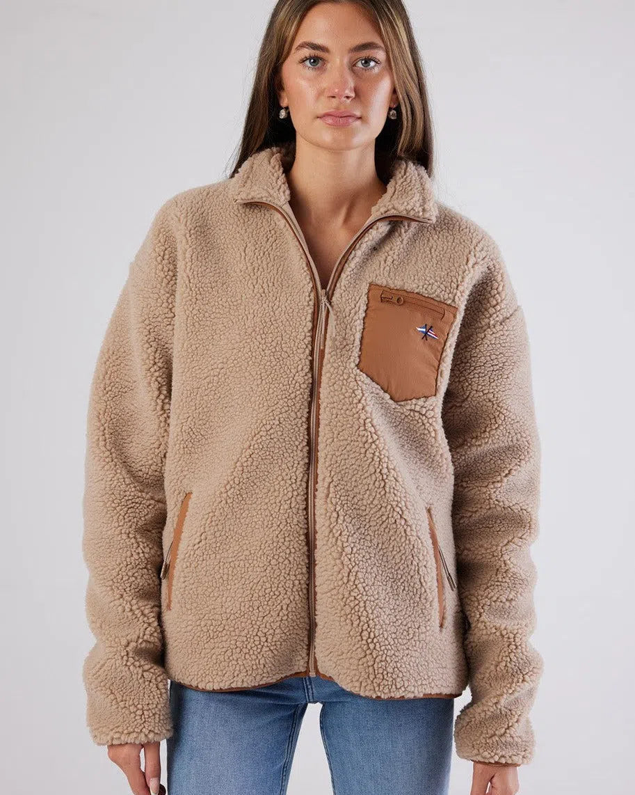 Sherpa Full Zip Fleece Coffee Jacket