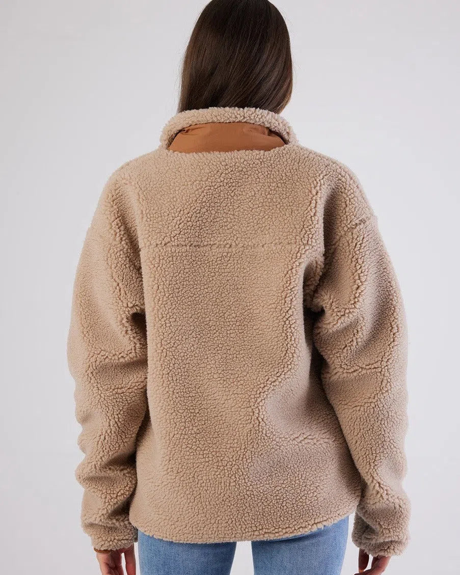 Sherpa Full Zip Fleece Coffee Jacket