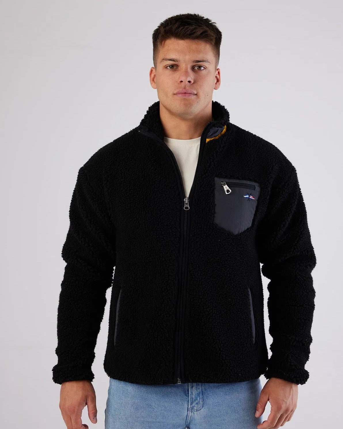 Sherpa Full Zip Fleece Black Jacket