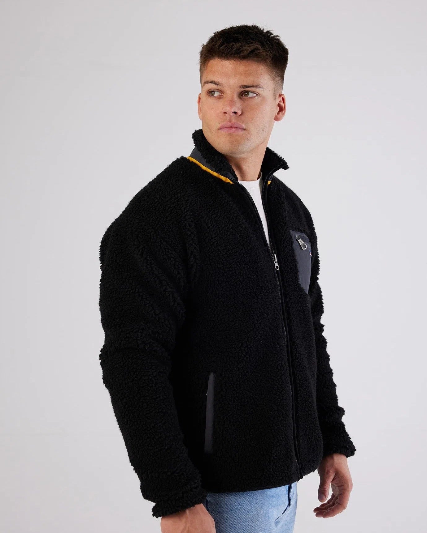 Sherpa Full Zip Fleece Black Jacket
