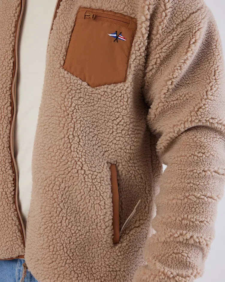 Sherpa Full Zip Fleece Coffee Jacket